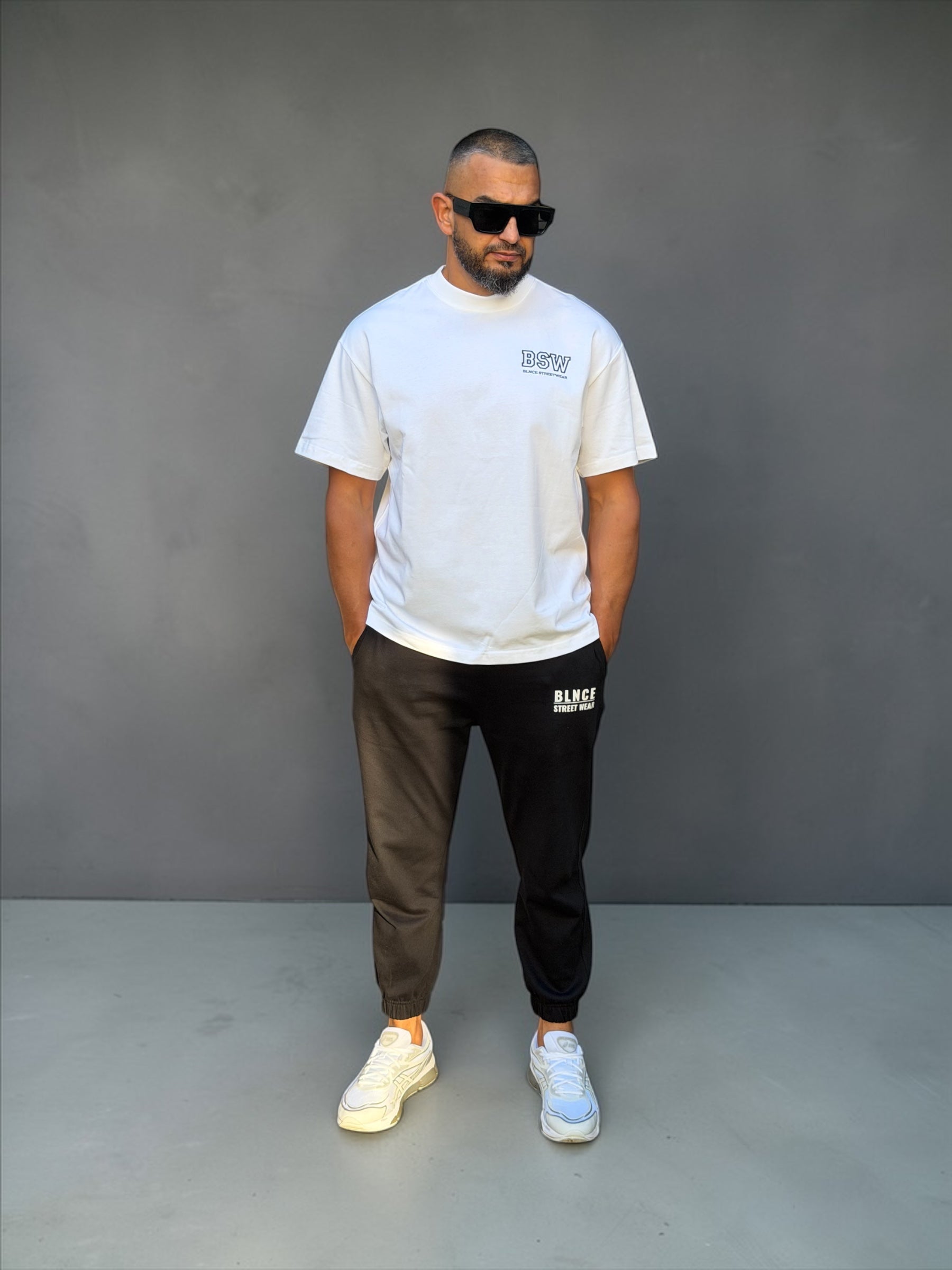 BSW "Varsity Core" Oversized Tee - White BLNCE Streetwear