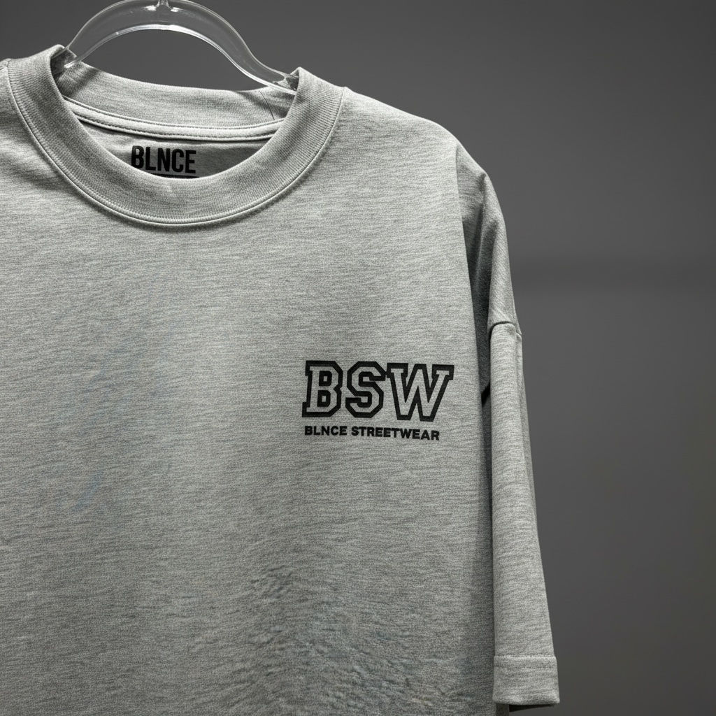 BSW "Varsity Core" Oversized Tee - Grey BLNCE Streetwear