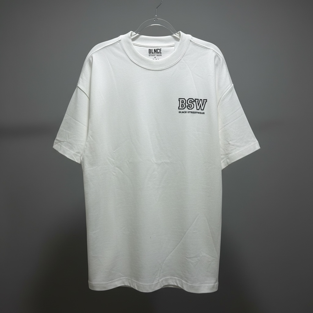 BSW "Varsity Core" Oversized Tee - White BLNCE Streetwear