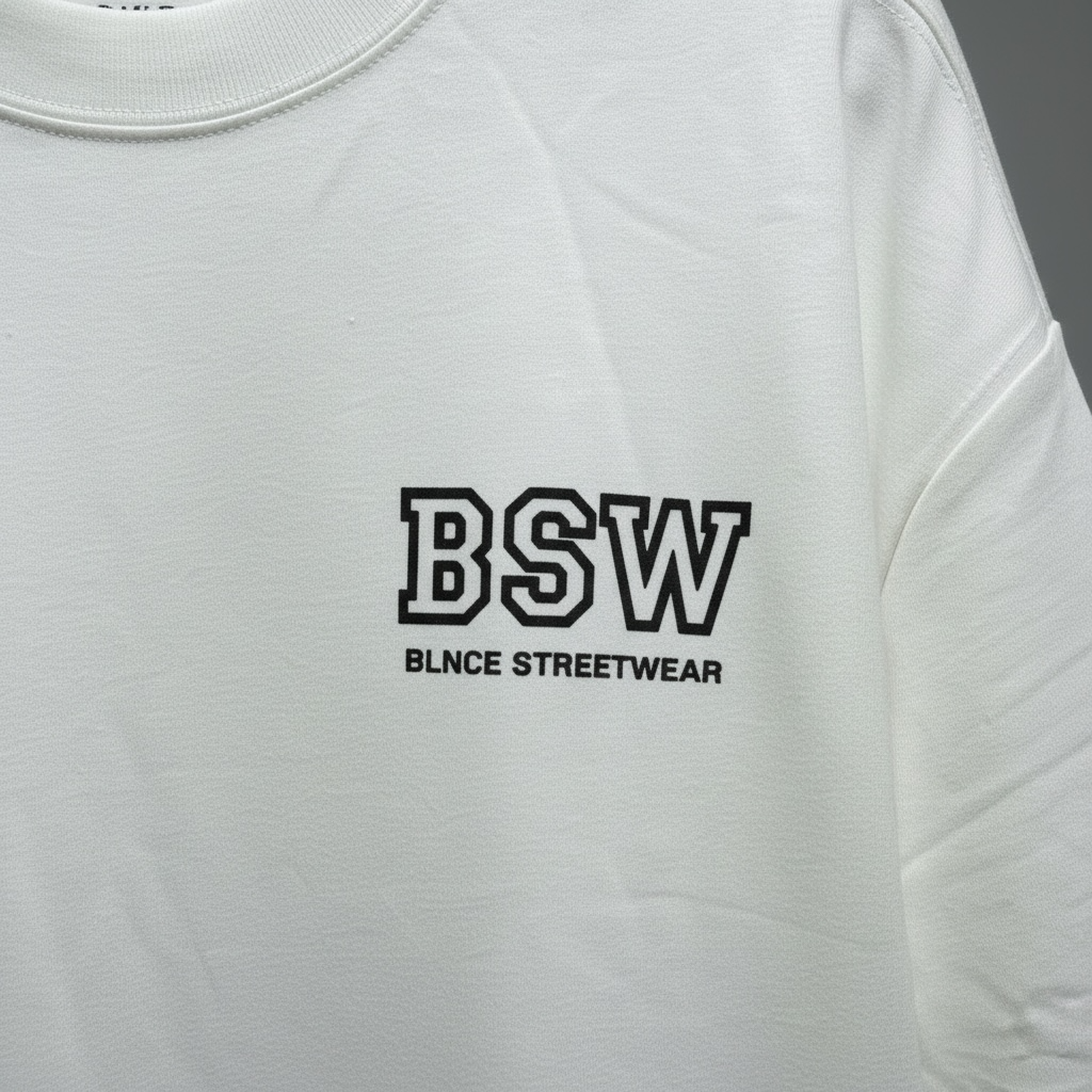 BSW "Varsity Core" Oversized Tee - White BLNCE Streetwear